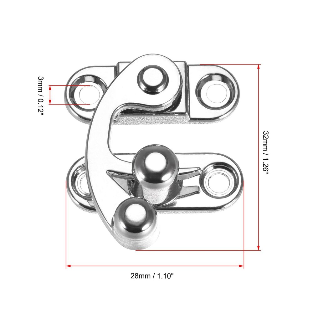 Right and Left Latch Hook Hasp Swing Arm Latch Silver Tone 2 Set
