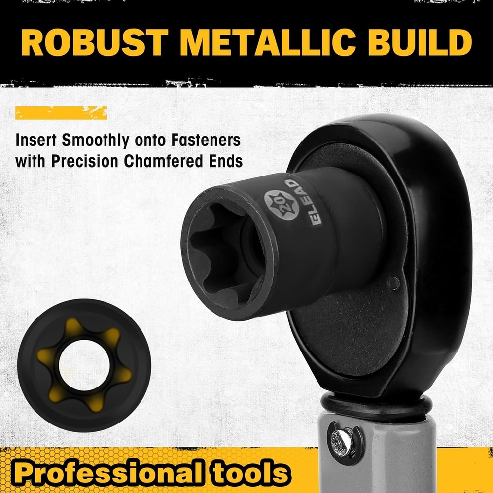 31-Piece Torx Bit Socket Set 14 Star Bits T8-T70 & 13 E-Torx Sockets E4-E24