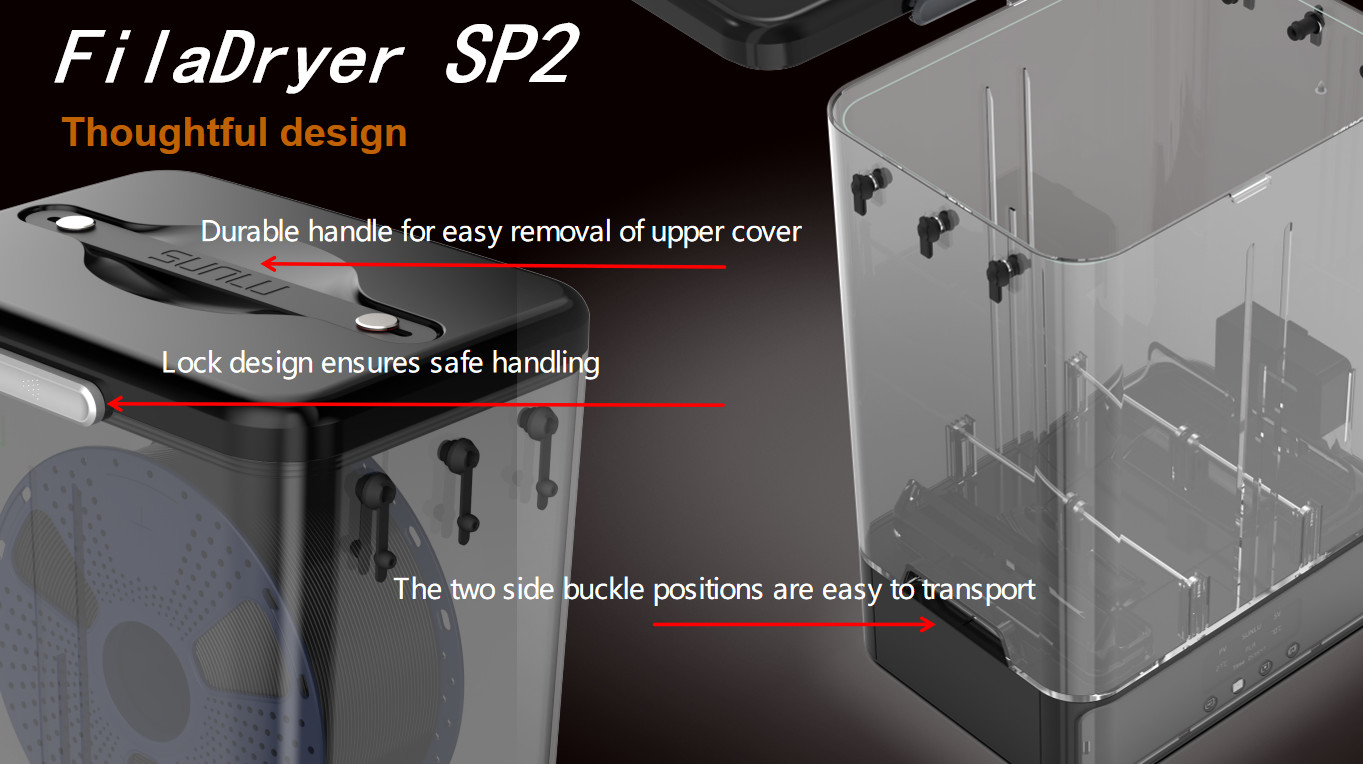 SUNLU FilaDryer SP2 Separation Design，Fast Heating，Strong Safety，Black