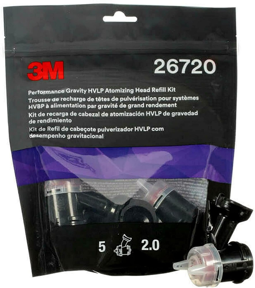 3M Performance Gravity HVLP Atomizing Head Refill Kit, 26720, Size 2.0, Red