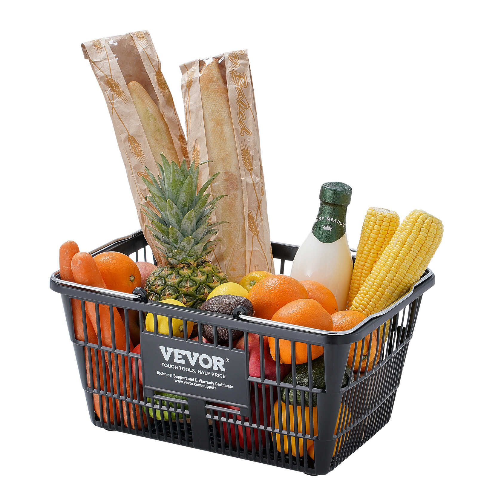 VEVOR Shopping Basket Grocery Basket 12PCS 21L with Iron Handle & Stand Black