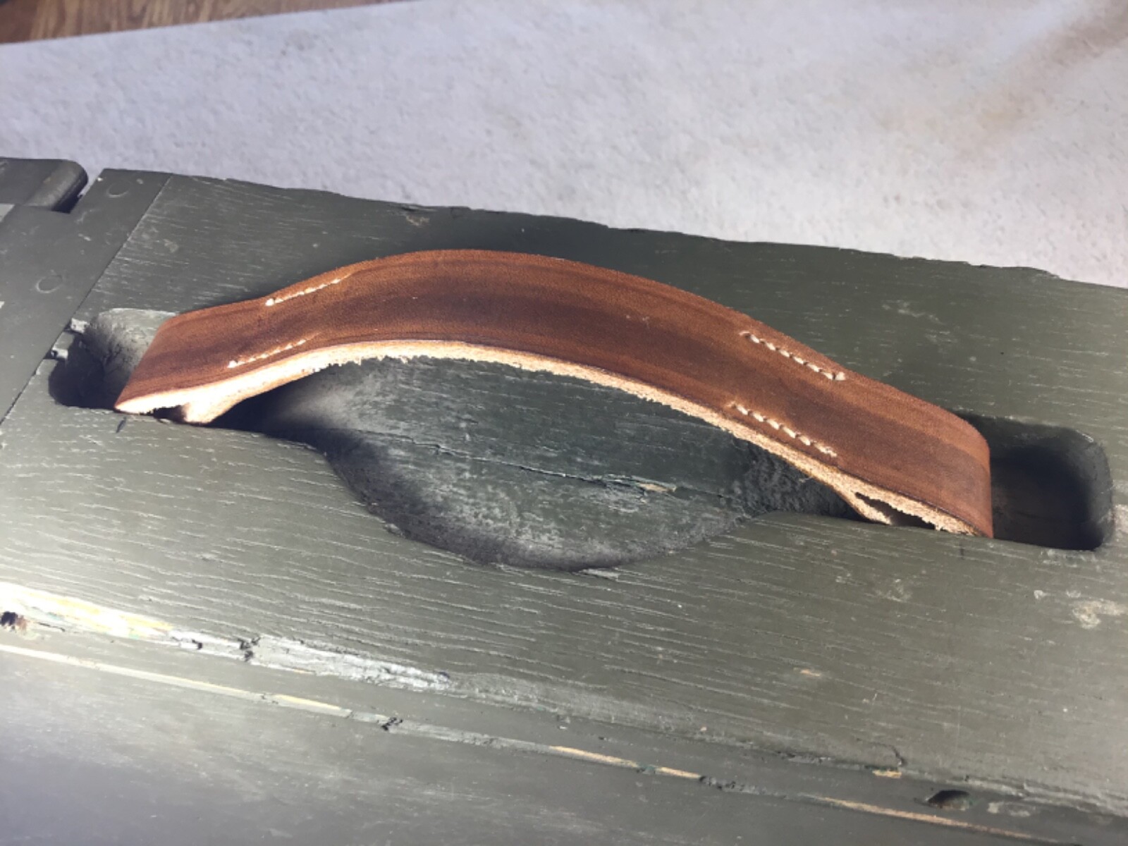 WW1 1917 1918 WOODEN AMMO BOX REPLACEMANT LEATHER HANDLE