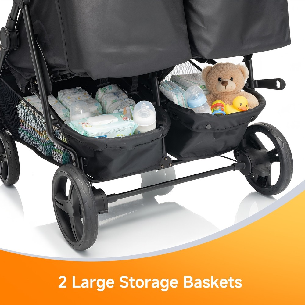 Lightweight Double Stroller for Twins, One Hand Fold All Terrain