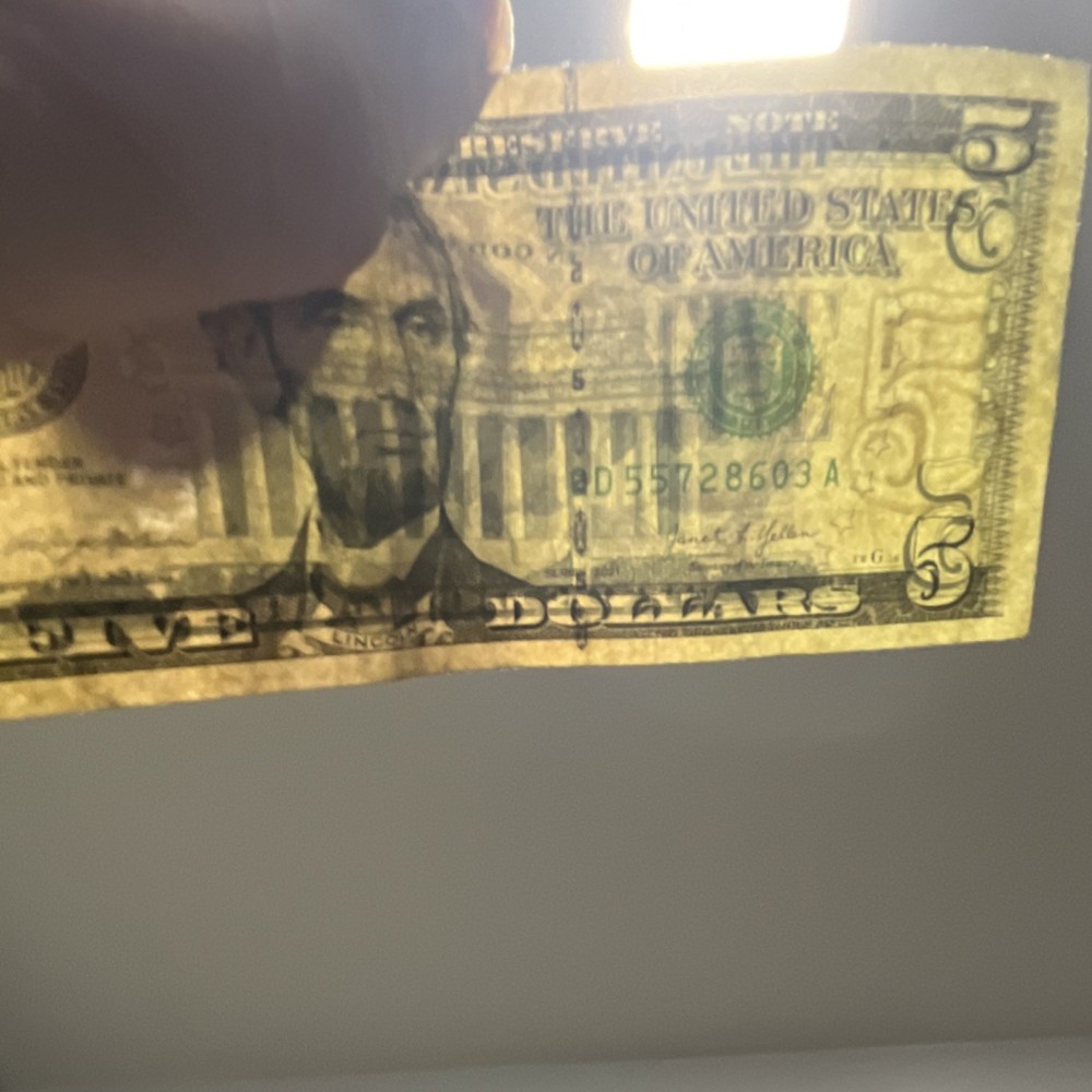 Federal Reserve $5 Error Note Misprint Serial B52728603A