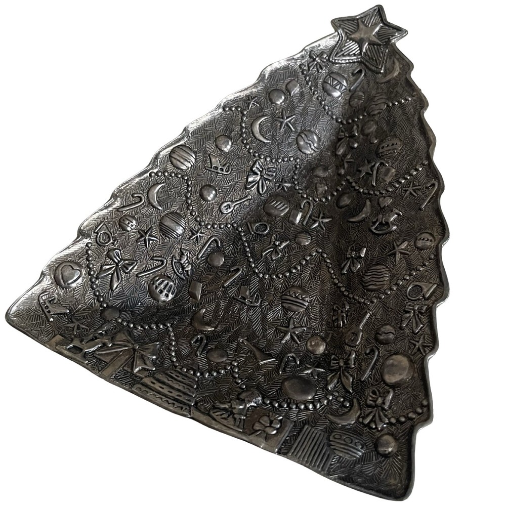 International Silver Company Christmas Tree Dish Candy Nut Trinket Embossed