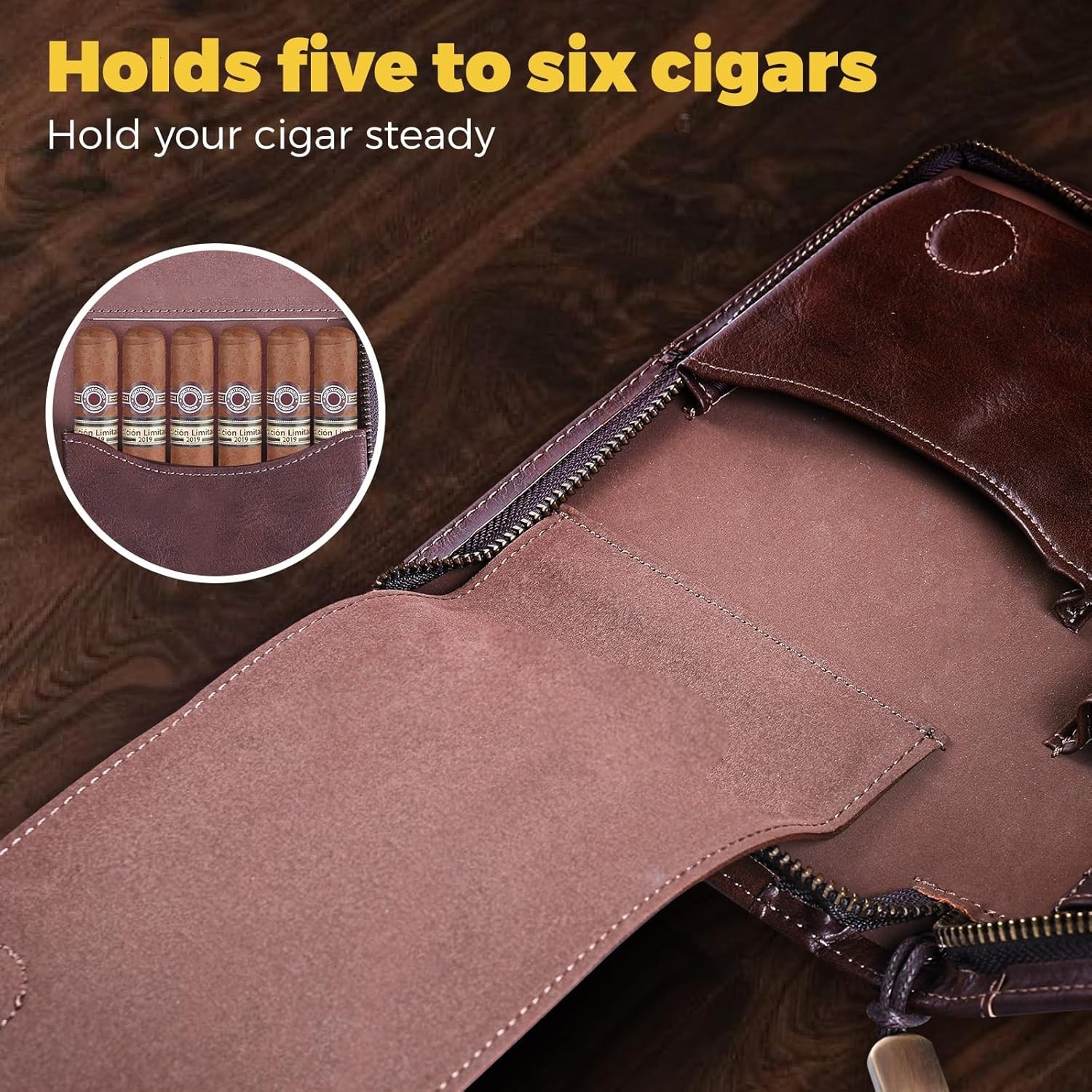 Portable Travel Leather Cigar Case