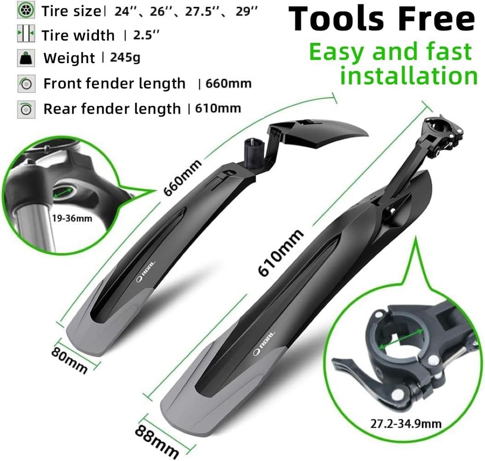 Universal Bicycle Mudguard 24-29 Inch Quick Release
