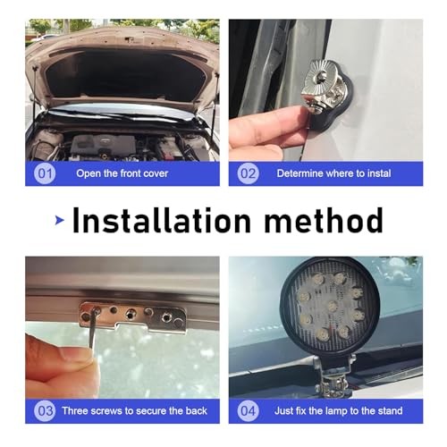 LED Light Bar Mounting Brackets, Wide-Angle Adjustable LED Work 2 PCS Black