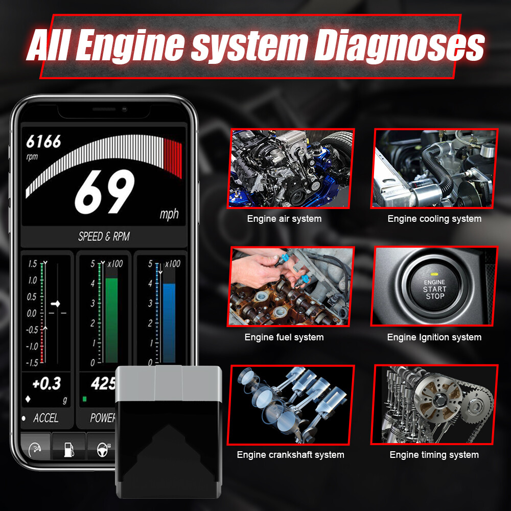 ELM327 Bluetooth Car Diagnostic OBD2 Scanner Code Reader Tool For Android IOS