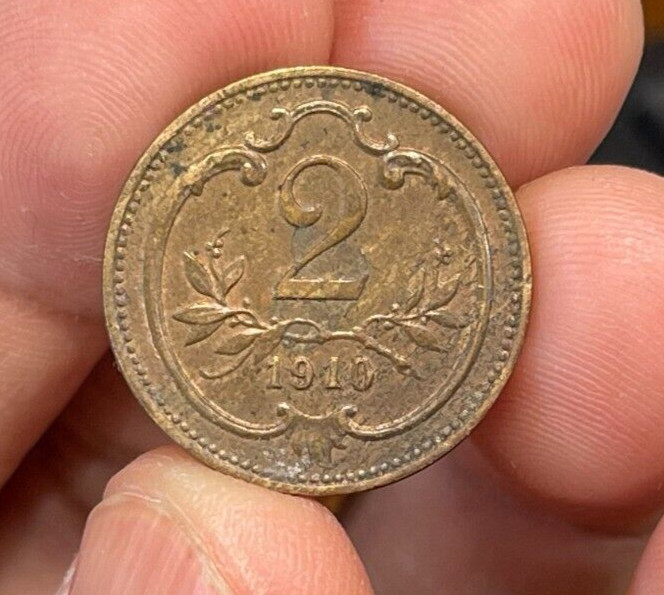 1910 Austria 2 Heller Coin Excellent Condition High Value