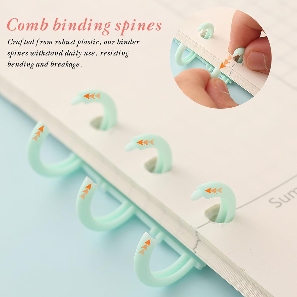 Comb Binding Spines: 12Pcs Assorted Color Plastic Spiral Binding Coils, 30 Ri...