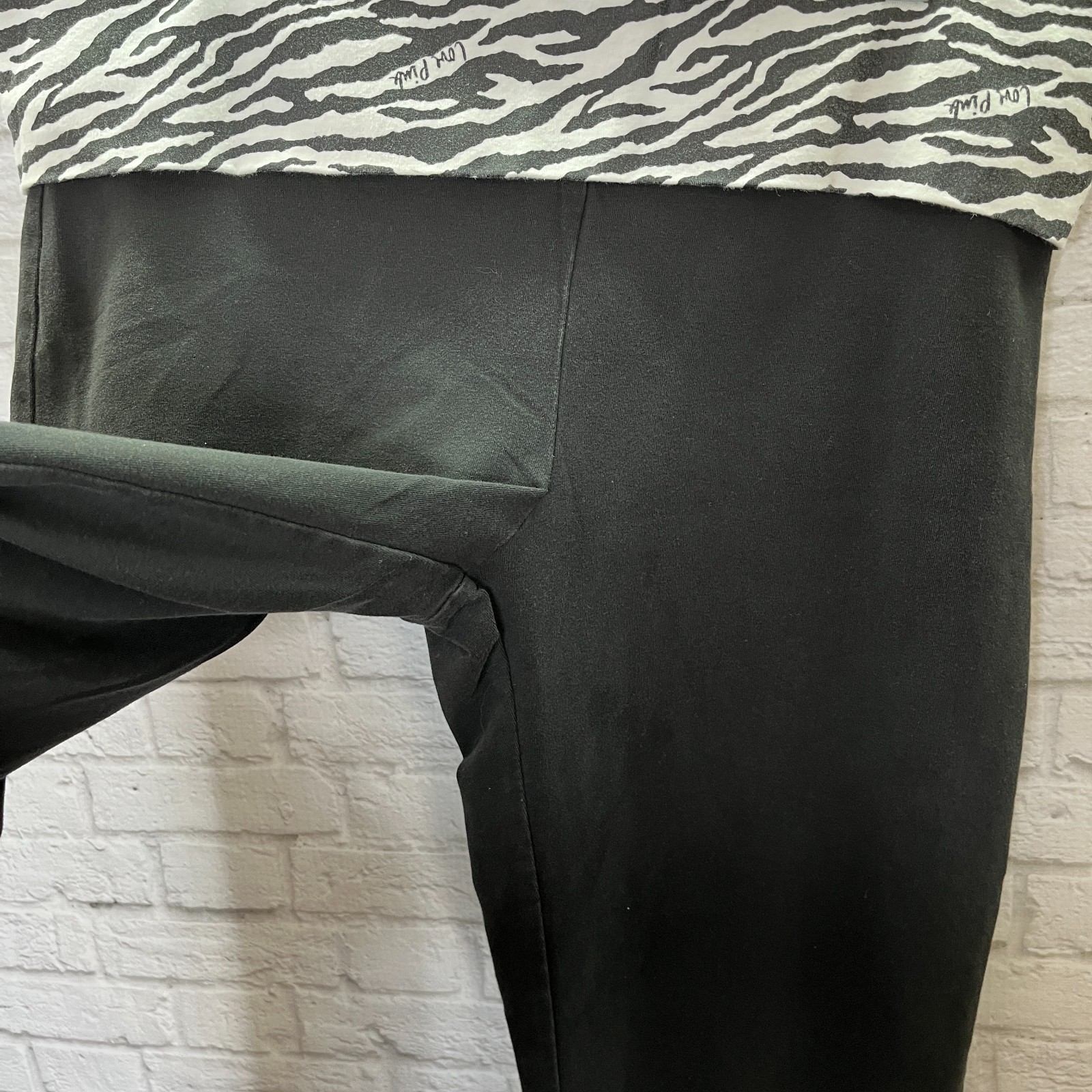 Y2K Victoria's Secret PINK Vintage Foldover Yoga Pants Flare Green Zebra L