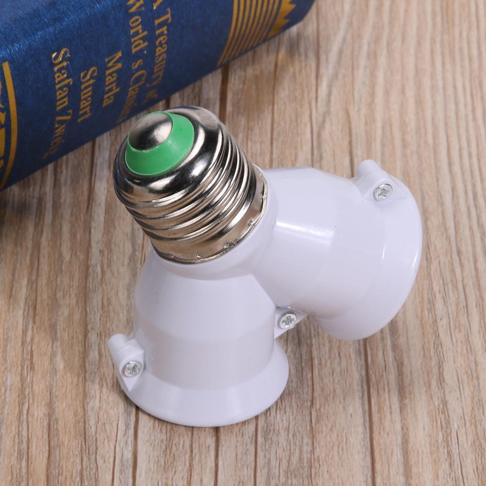 2 in 1 E27 Lamp Socket Splitter Adapter Light Double Y Bulb Base Stand Holder 2X