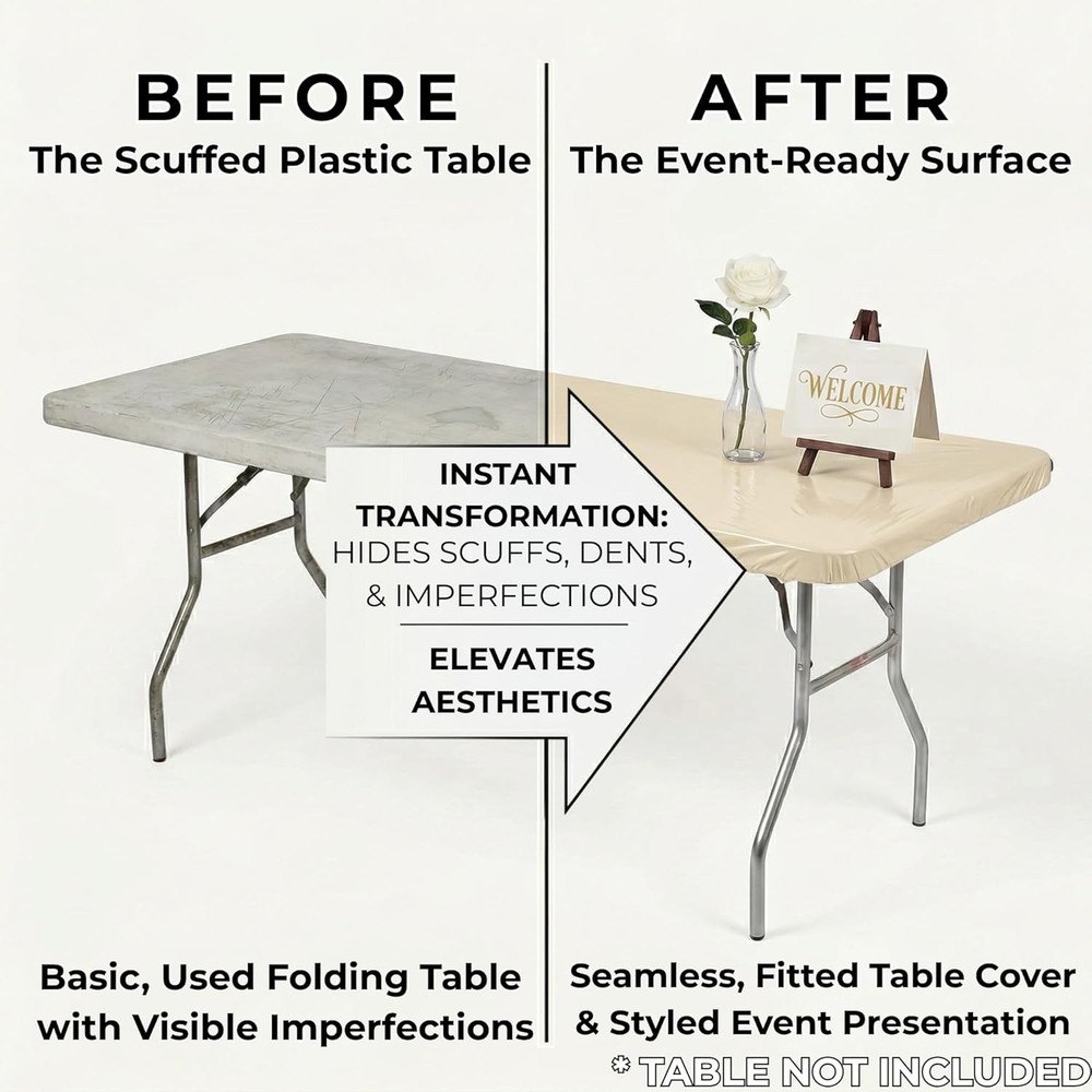 Kwik Covers 10 Pack of Fitted Rectangular Plastic Table Covers 6' Foot or 8'