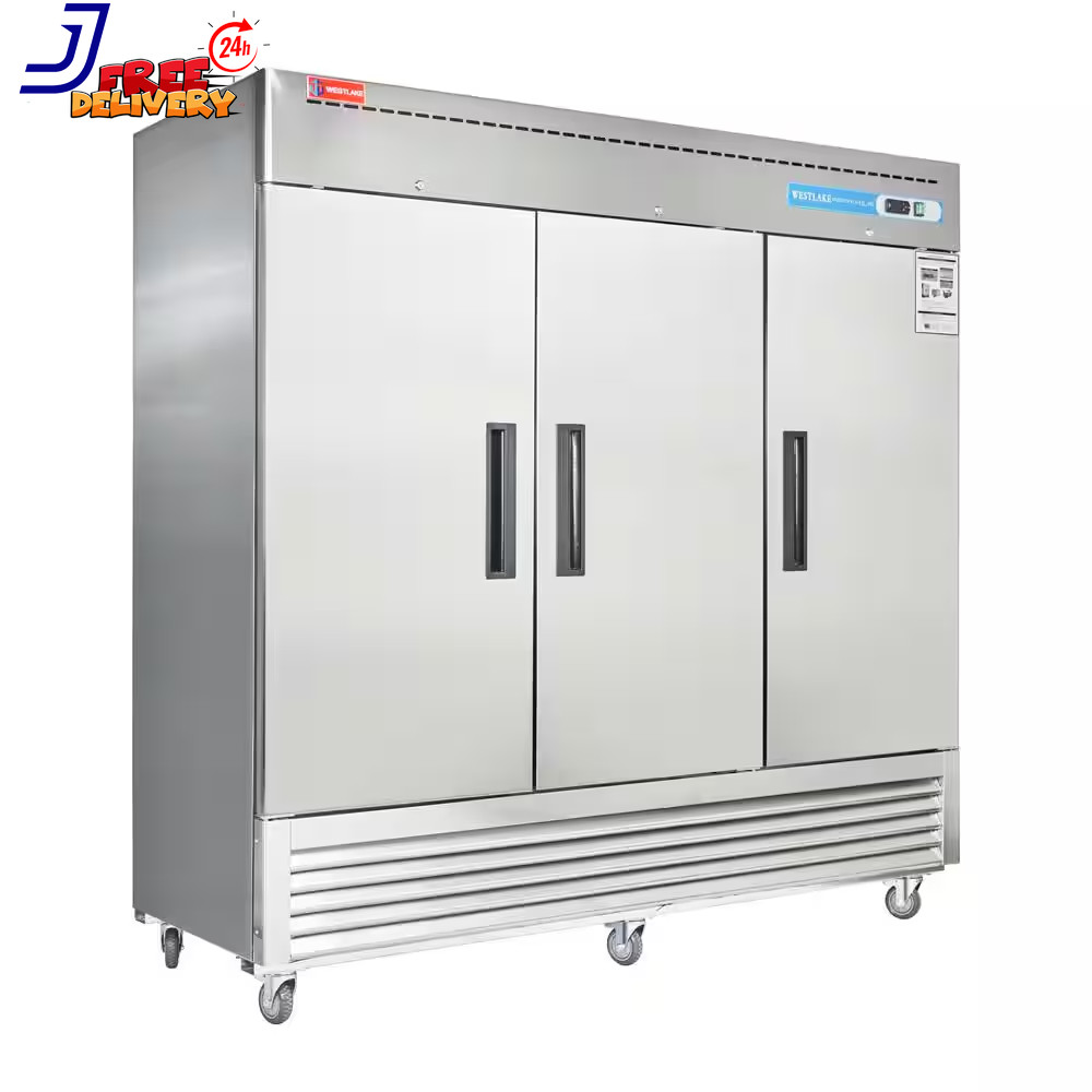 82 In. W. 72 Cu. Ft. Commercial Refrigerator 3-Solid Door Electronic Control Sys