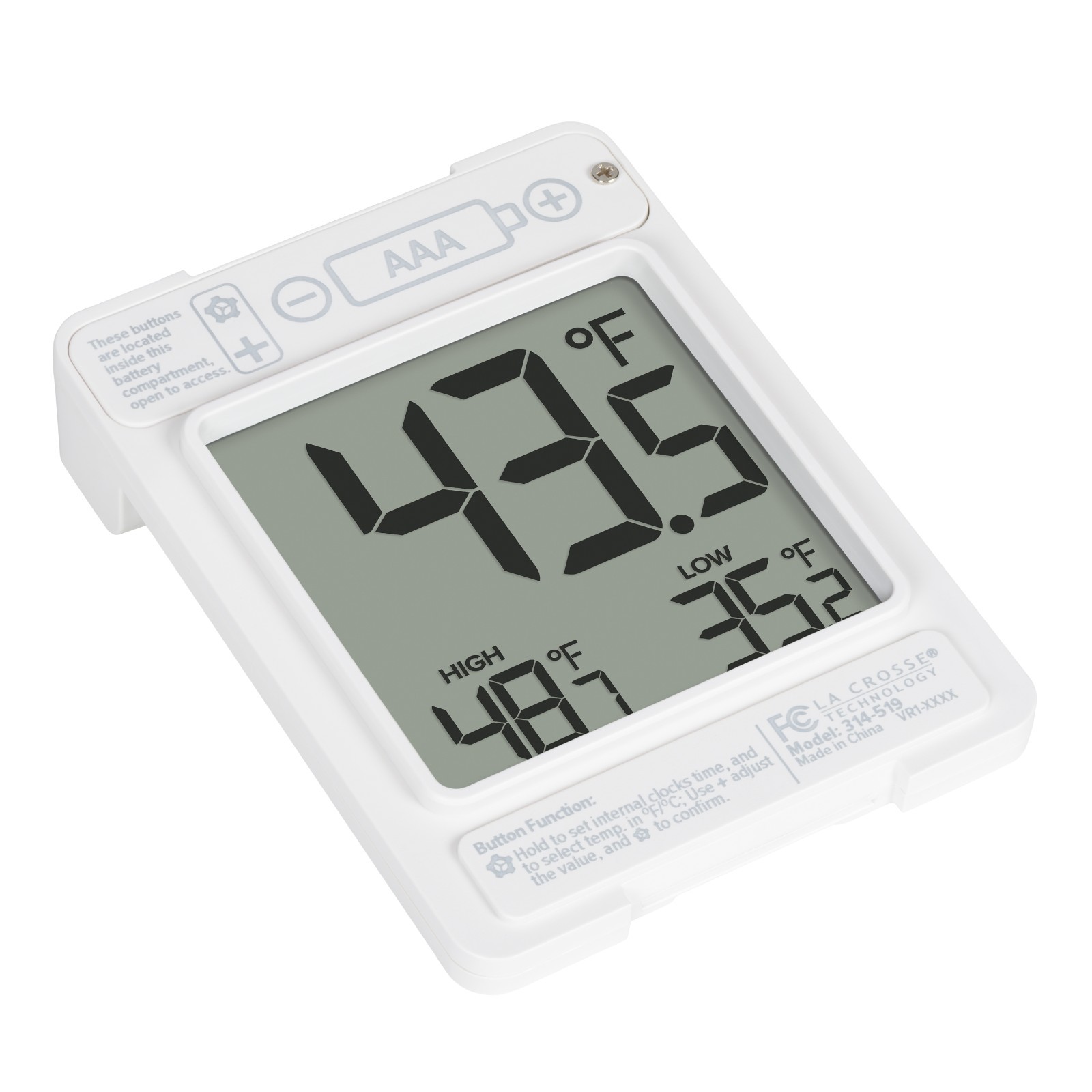 314-519 La Crosse Technology Digital Window Thermometer with Daily Records