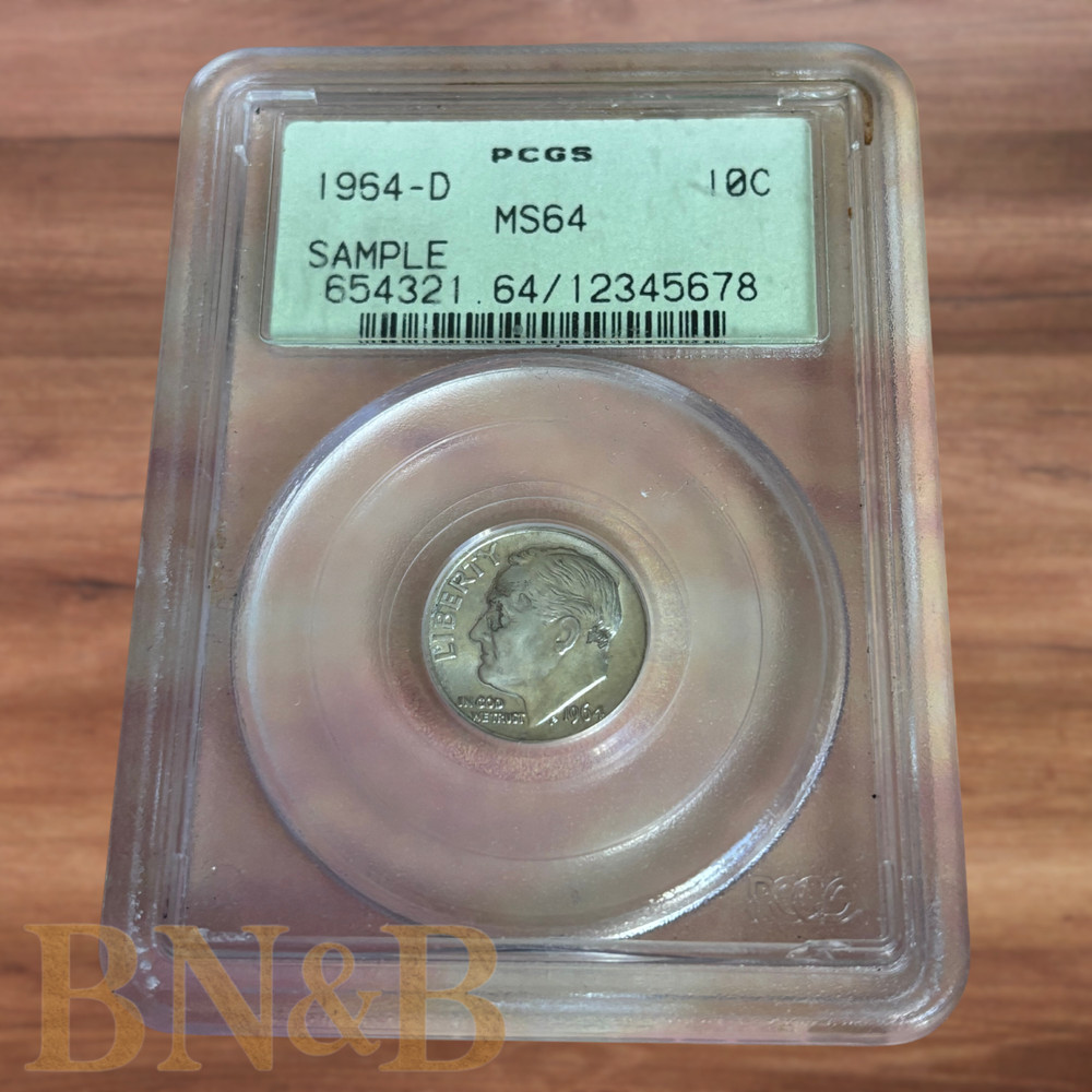1964-D Roosevelt Dime 10c PCGS OGH Sample Slab MS64