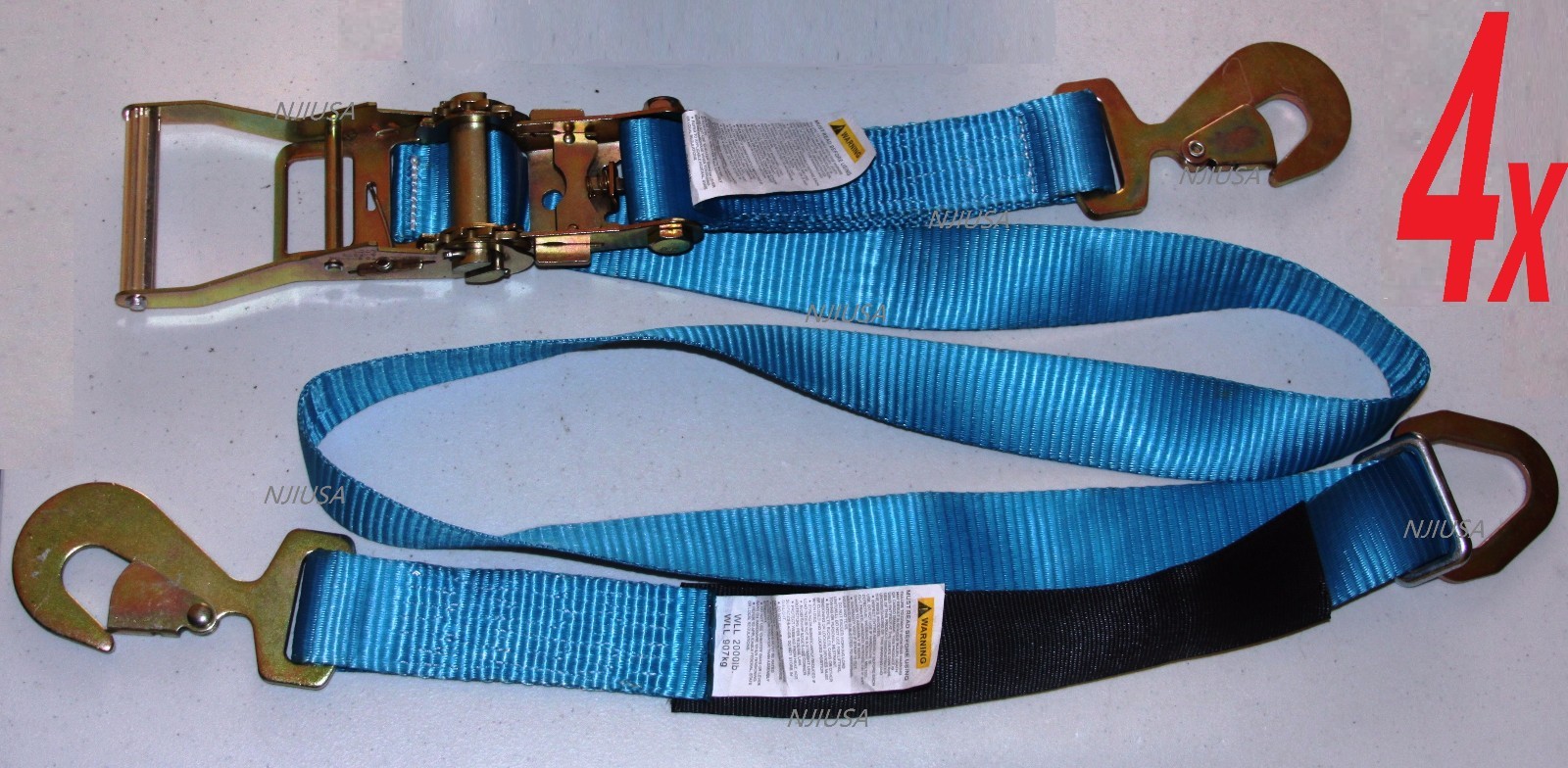 4x Axle Straps Race Car Trailer Hauler Ratchet Tie Down Strap Towing Tow BLUE