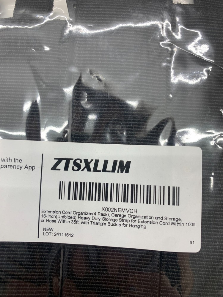 Black Extension Cord Strap Organizer 4 Pack 16 Inch