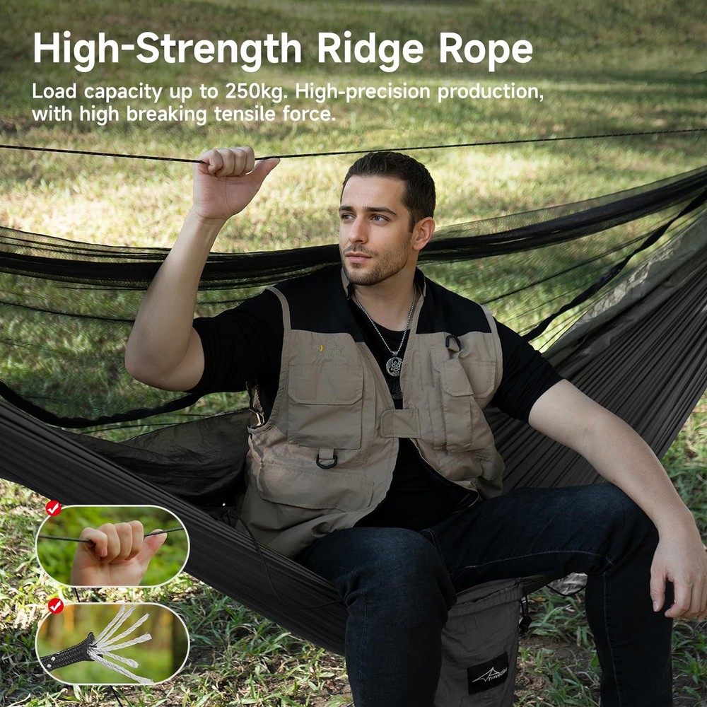 Camping Hammock with Net and Rain Fly, Lightweight Hanging Hammocks Tree...