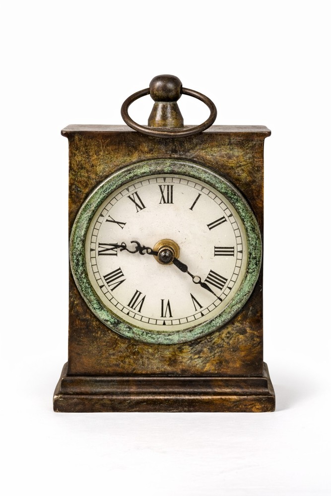 Vintage Style Quartz Bronze Finish Table Clock