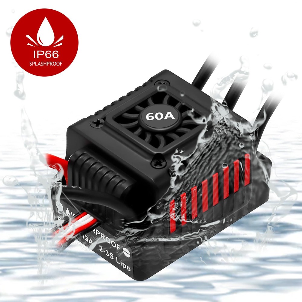 Upgraded 60A Brushless ESC 2-3S Electronic Speed Controller with Programming ...