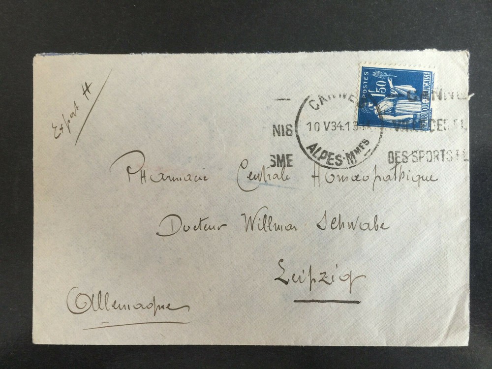 1934 Brief von Cannes nach Leipzig