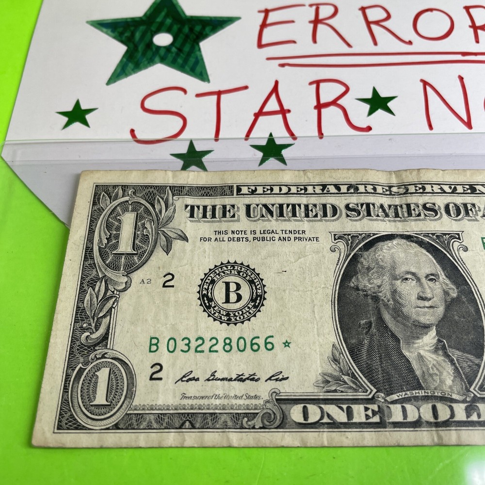 2013 B Duplicate Print ERROR Star Note Serial Number B 03228066* FW Fancy Serial