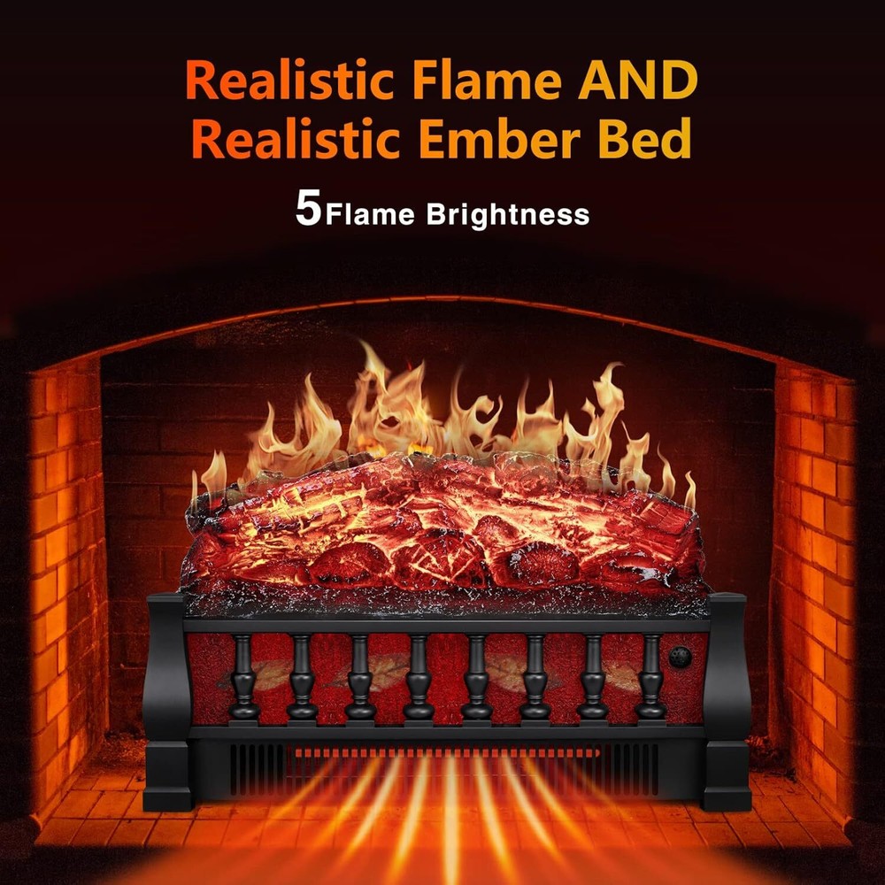 Electric Fireplace Log Set Heater , Remote,Overheating Protection,Dimmable