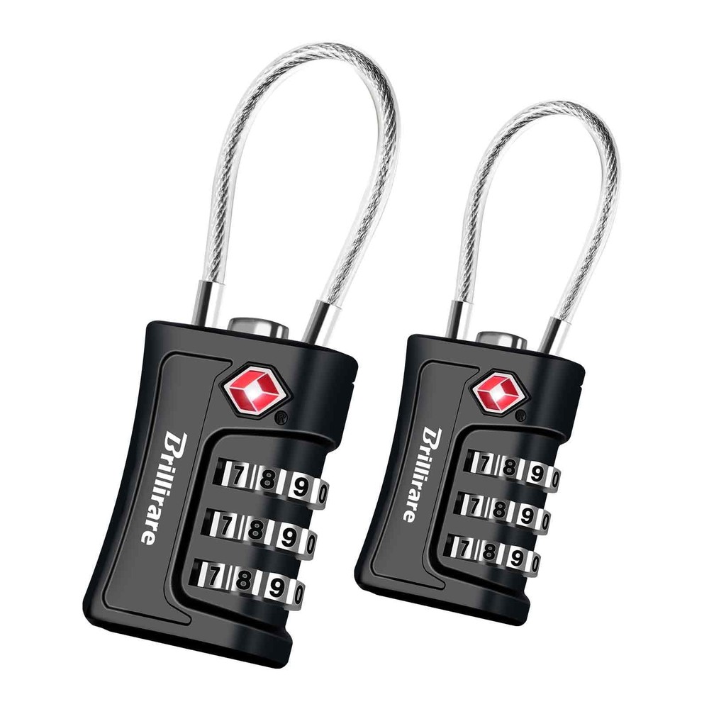 2pcs TSA Approved Luggage Locks 3 Digit Combination Cable Padlock Waterproof
