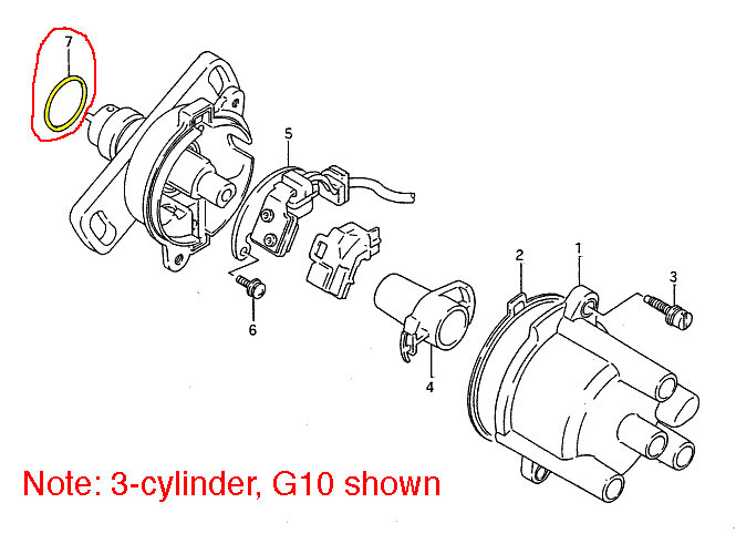 Distributor Shaft O-Ring | Metro Swift GTi Esteem | 3cyl 4cyl G10 G13 G16 | OE