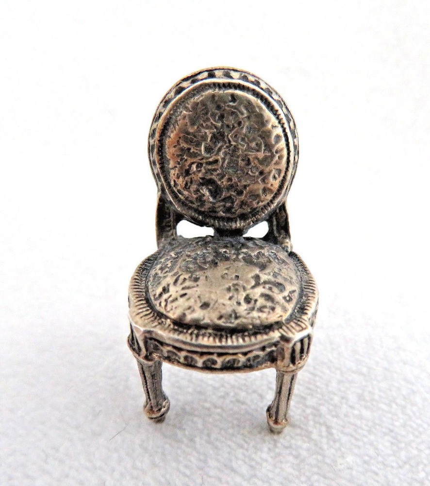 Miniature European 800 Solid Silver Chair Figurine