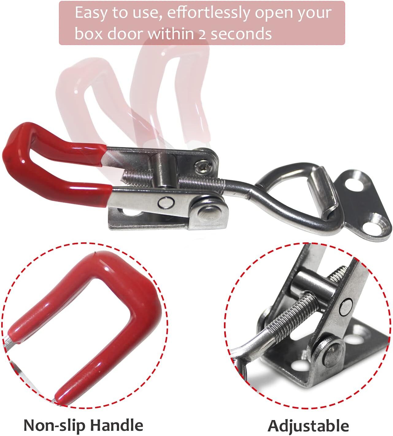 6 X Heavy Duty Steel Toggle Latch Catches Adjustable Lock Clamp For Boxes Case