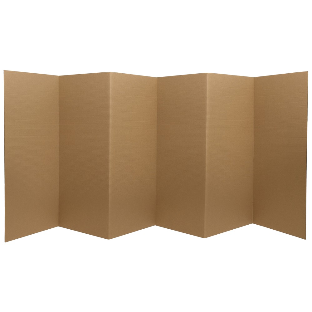 3 ft. Short Brown Temporary Cardboard Folding Screen - 6 Panels