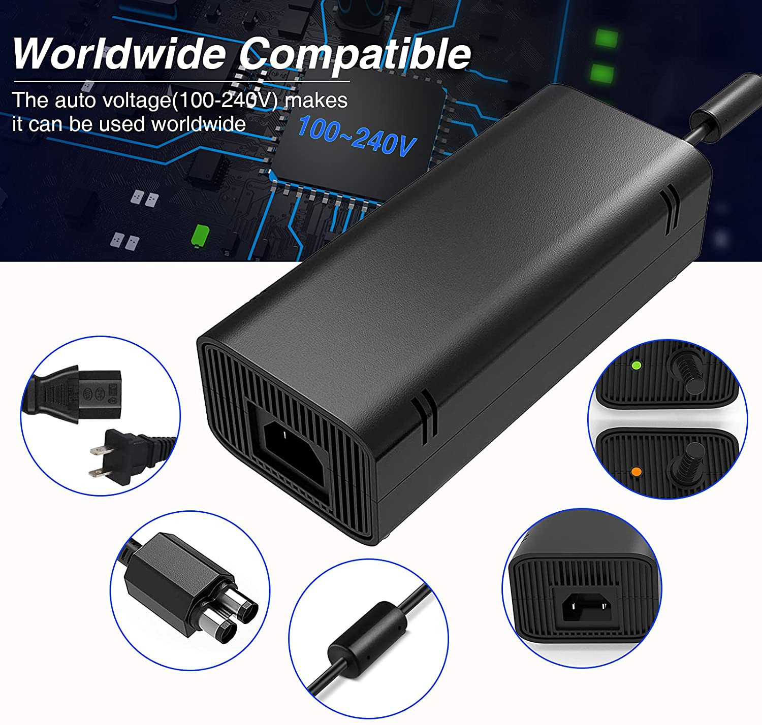 NEW Xbox 360 Slim Slim/S Power Supply Brick AC Adapter Charger with Power Cord