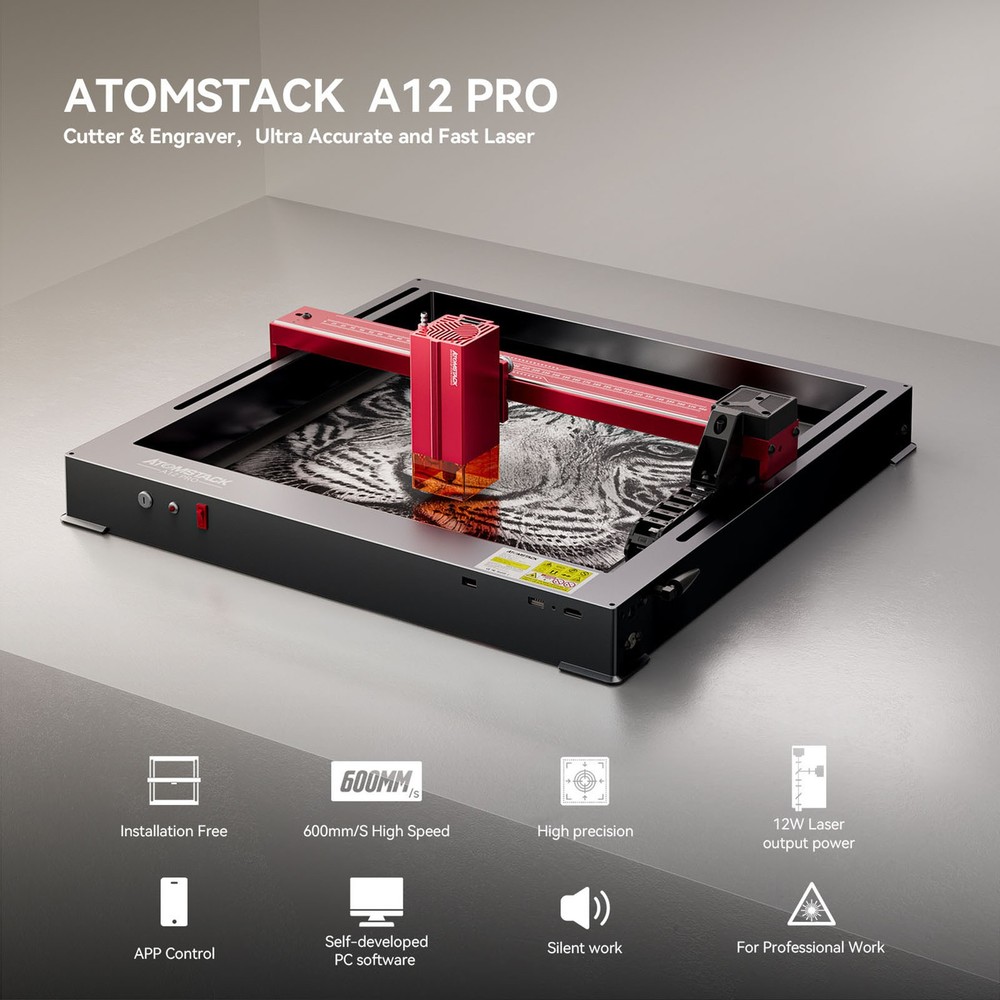 ATOMSTACK A12Pro Laser Engraver Working Area 370x310mm Engraver Cutting Machine