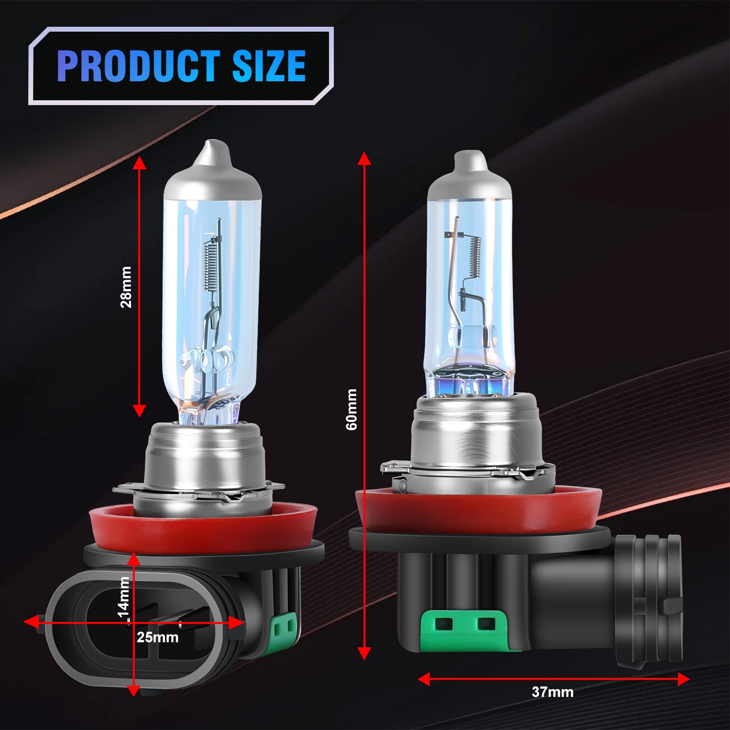 2X H11 Halogen Headlight Super Bright Bulbs Warm White High/Low Beam Replacement