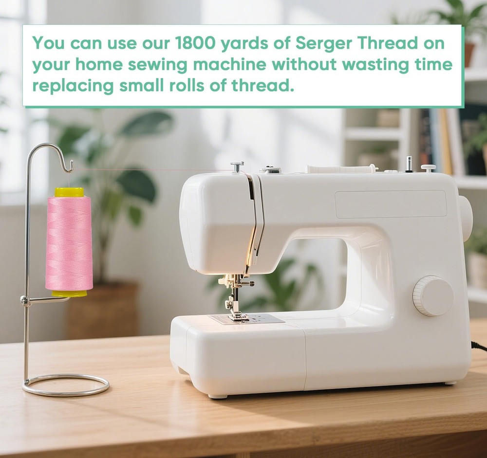 1800 Yards Serger Thread-Yellow, All Purpose Thread for Sewing, Serger Thread...