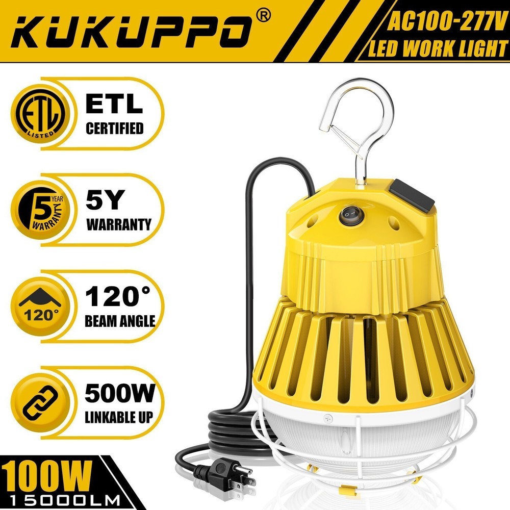 2PCS 100W LED Temporary Work Light 5000K 15000lumens Linkable Construction Light