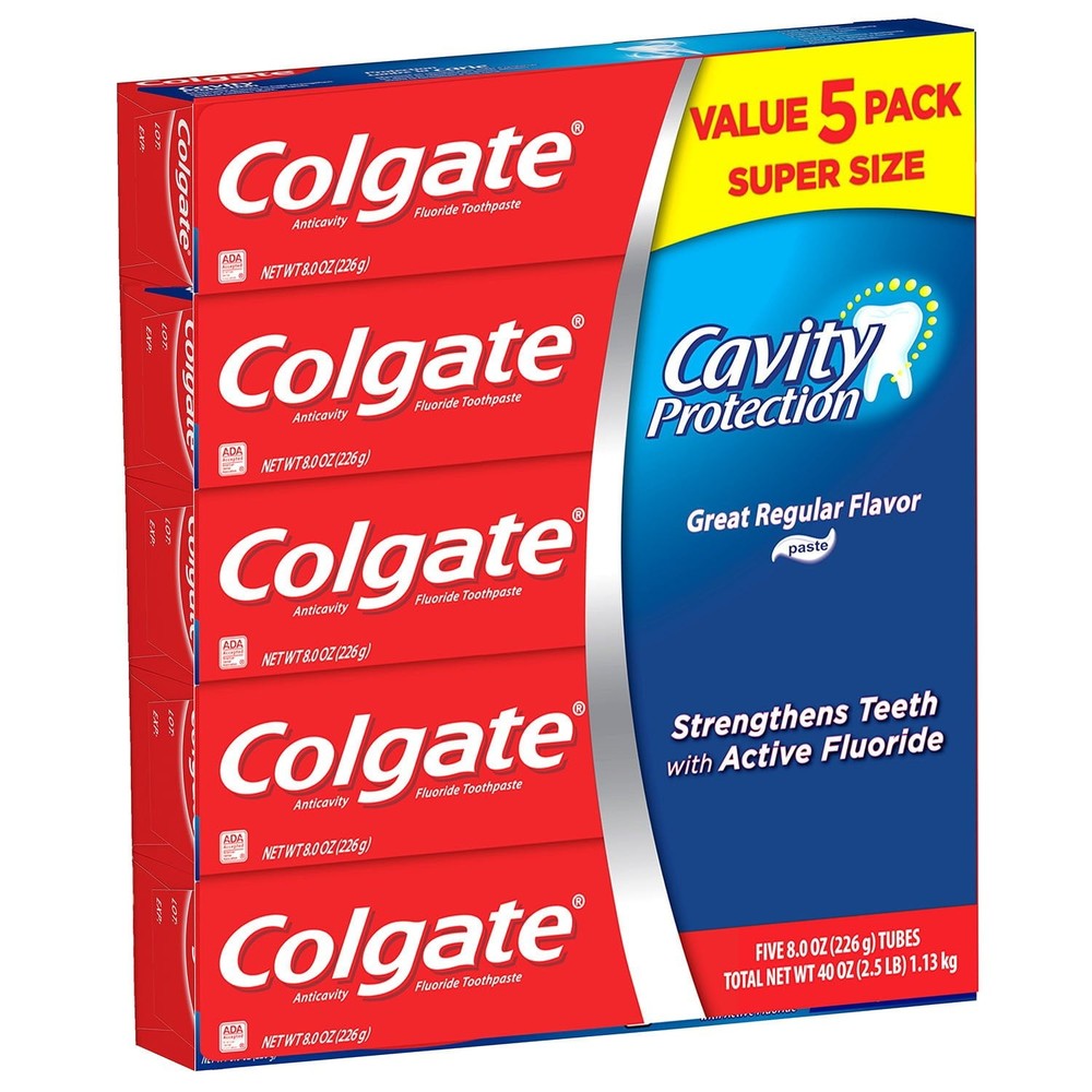 Colgate Cavity Protection Toothpaste 8 oz 5 Pack Fluoride Regular Flavor
