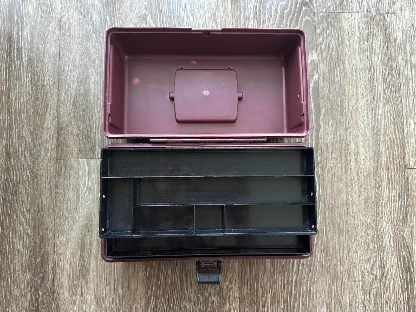 VTG ArtBin Storage Case Burgundy Box For Art Supplies Two-Tier Model 8299 USA