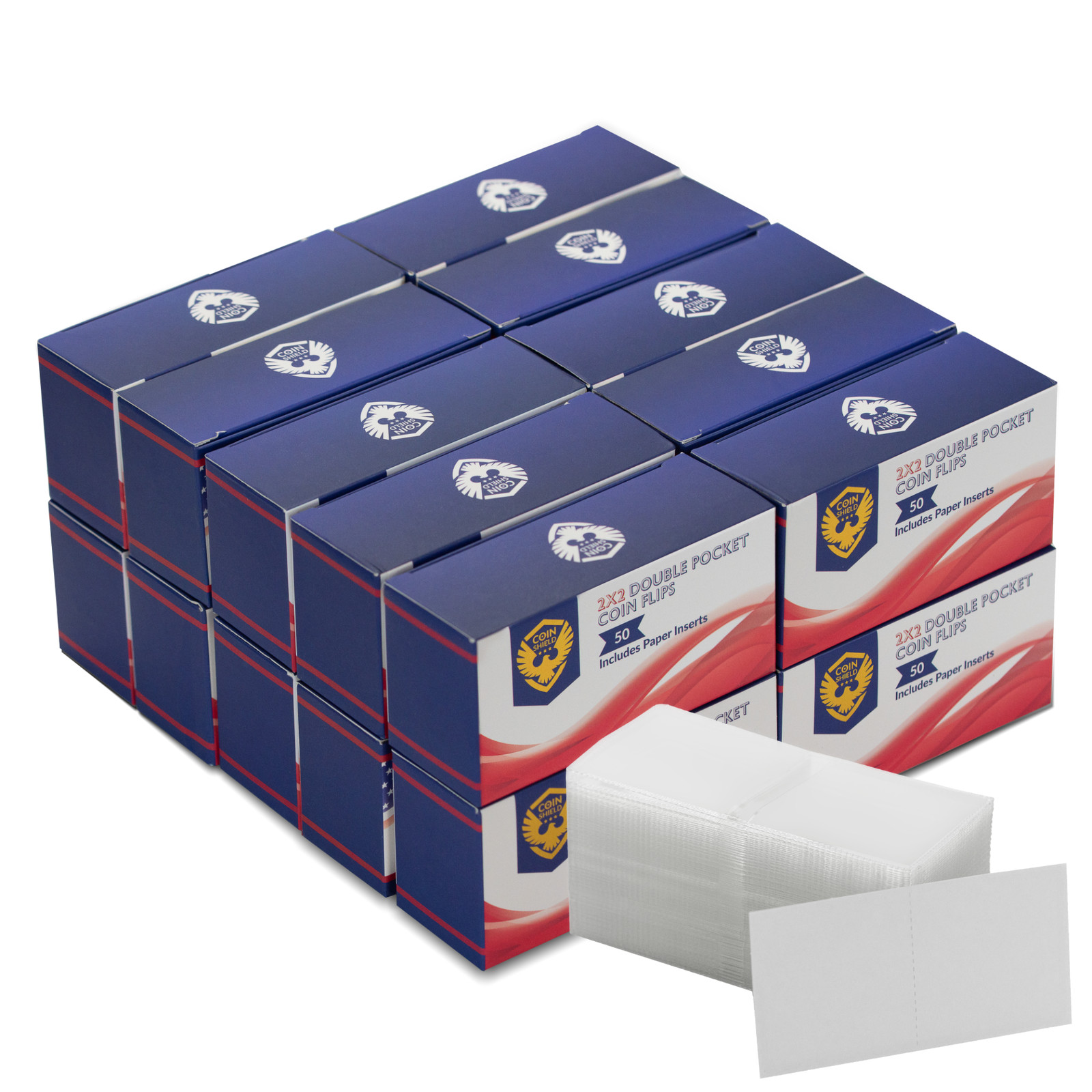 1000 Coin Shield 2x2 Double Pocket Vinyl Coin Holder Plastic Flips Safe Inserts
