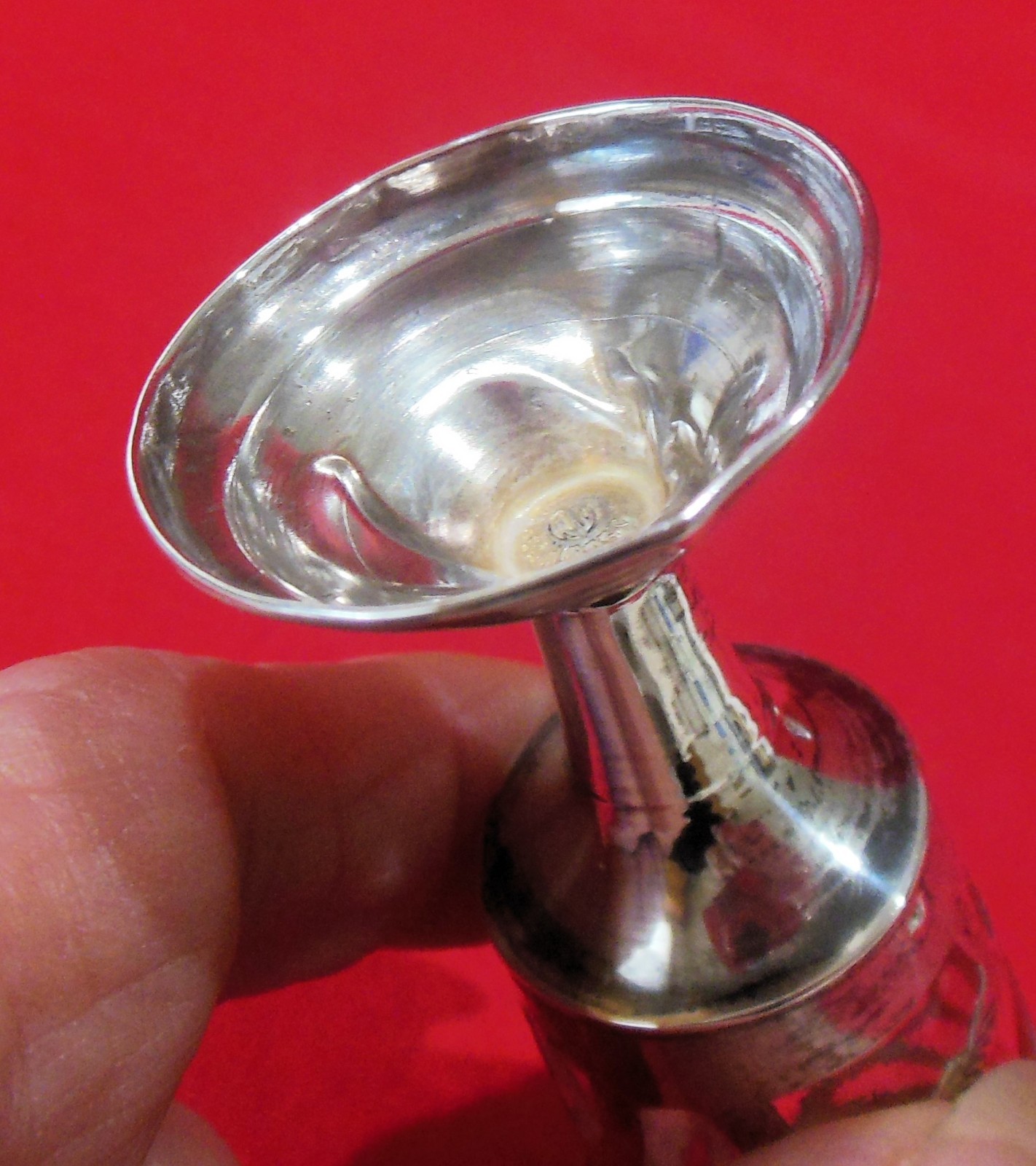 Set of 2 Sterling Overlay Stemmed Shot Glasses Mexico Use Repair Scrap