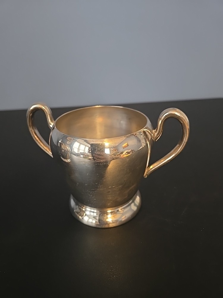 Academy Silver on Copper Vintage Creamer Sugar Serving Cups Set Pair