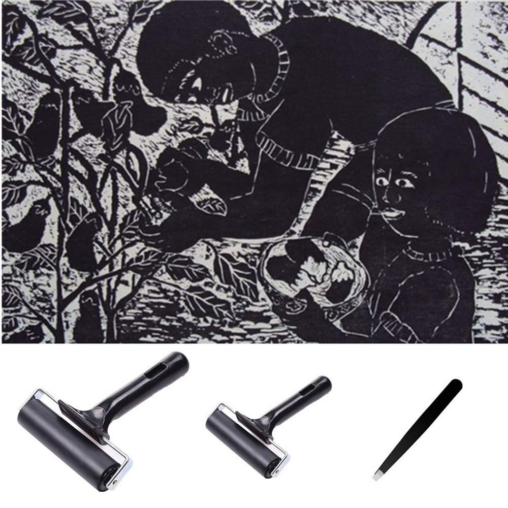 3 Pack Rubber Brayer Roller,Hard Rubber Brayer Rollers for Printmaking Ink Pa...