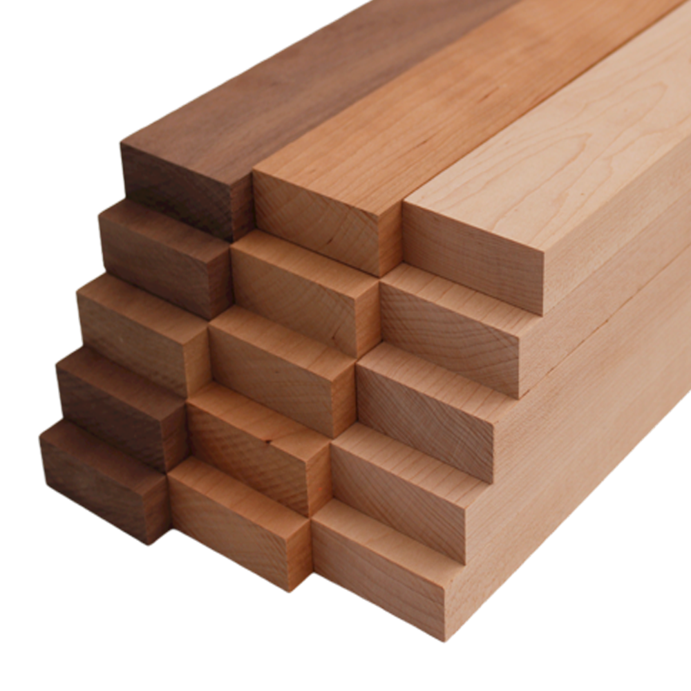Domestic Variety Pack 5 Walnut, 5 Maple and 5 Cherry Boards - 3/4" x 2" (15Pcs)