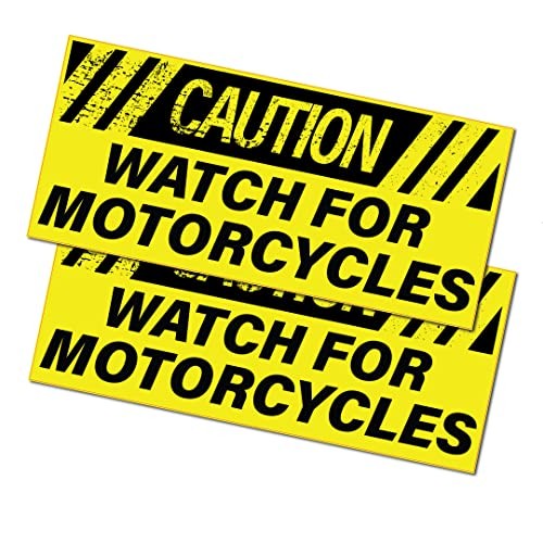 2 Pack - Caution Watch for Motorcycles Decals/Stickers 7x3