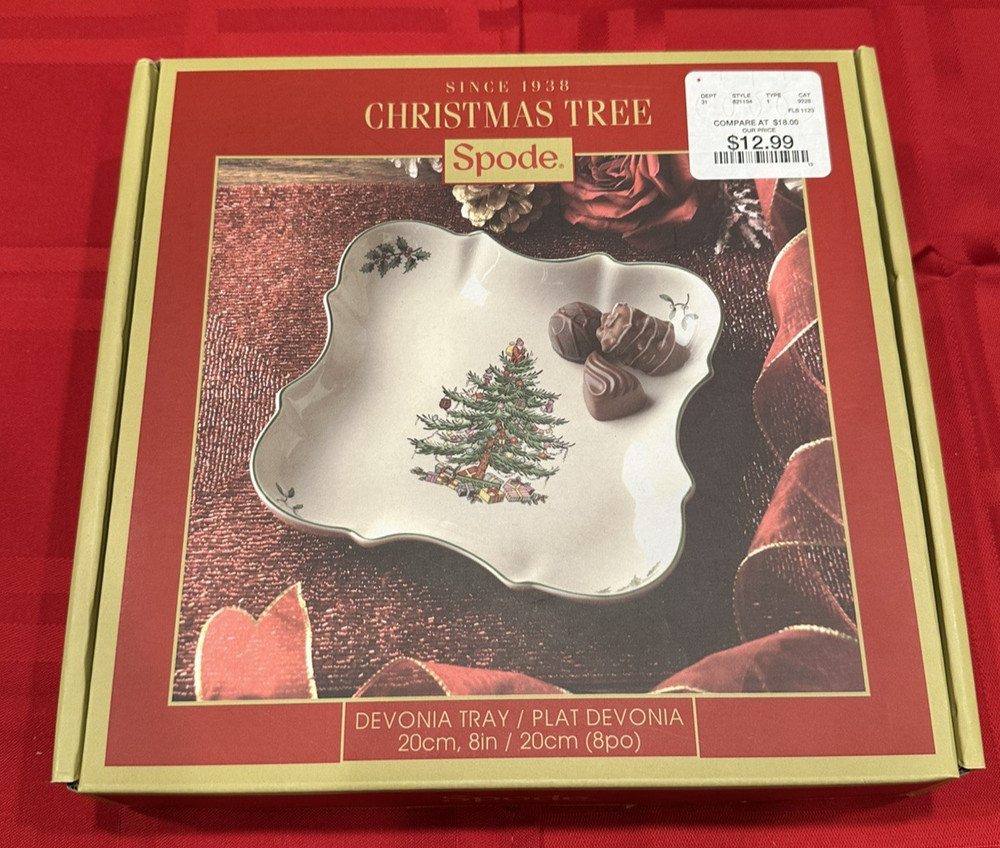 SPODE CHRISTMAS TREE DEVONIA TRAY , CANDY/COOKIE PLATE