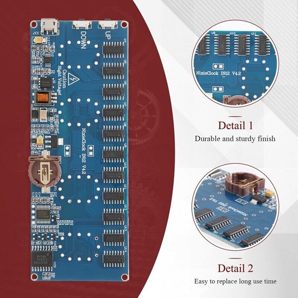 Compact In12 Digital Tube Clock Kit with User Friendly Setup Instructions