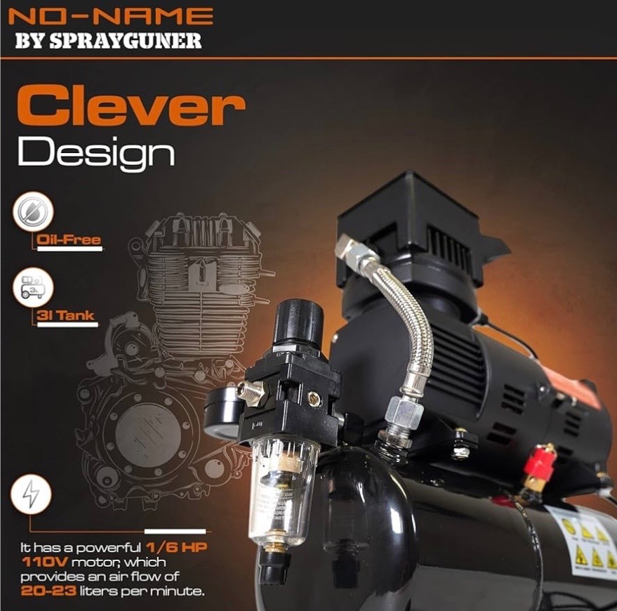 Cool Tooty Quiet Airbrush Compressor by NO-NAME Brand w/ air tank oilless design